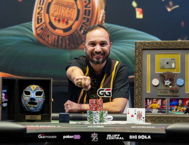 Suárez se calzó el anillo más codiciado del WSOP-C México, gracias a su victoria en el torneo central